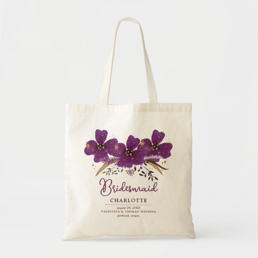 Hübsche, Lila gestrichene Blume Bridesmaid Tote Ta Tragetasche (Vorne)