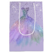Hübsche lila Glittery Ballkleid-Geschenk-Tasche Mittlere Geschenktüte (Rückseite)