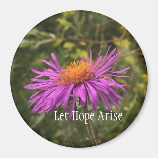 Hübsche Lila Gold-Blume Inspiration-Hope-Zitat Magnet (Vorne)