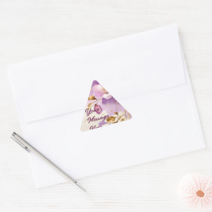 Hübsche Lila Goldfloral Dreieckiger Aufkleber