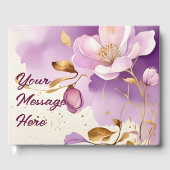 Hübsche Lila Goldfloral Gästebuch (Vorderseite)