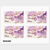 Hübsche Lila Goldfloral Rechteckiger Aufkleber (Blatt)