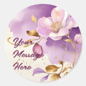 Hübsche Lila Goldfloral Runder Aufkleber (Vorderseite)