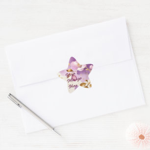 Hübsche Lila Goldfloral Stern-Aufkleber