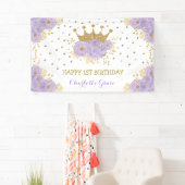 Hübsche Lila Goldkronprinzessin Birthday Banner (Insitu)