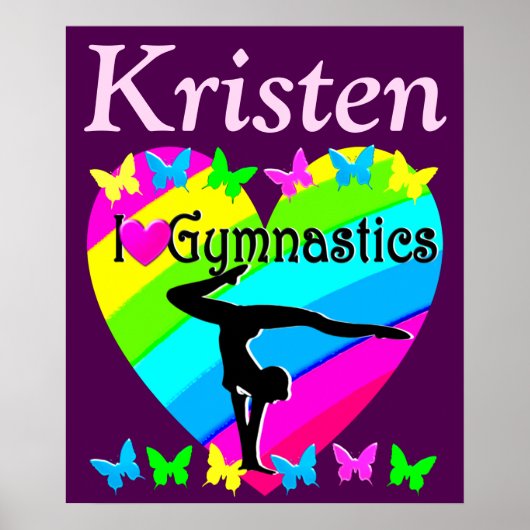HÜBSCHE LILA GYMNASTICS LIEBE PERSONALISIERT POSTE POSTER (Vorne)