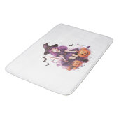 Hübsche Lila Haarbürsten; Hexenkürbis und Fledermä Badematte (Schrägansicht)