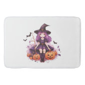 Hübsche Lila Haarbürsten; Hexenkürbis und Fledermä Badematte (Vorderseite)