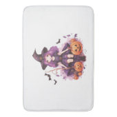 Hübsche Lila Haarbürsten; Hexenkürbis und Fledermä Badematte (Vorderseite Vertikal)