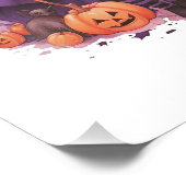 Hübsche Lila Haarbürsten; Hexenkürbis und Fledermä Fotodruck (Ecke)