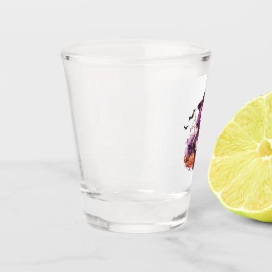 Hübsche Lila Haarbürsten; Hexenkürbis und Fledermä Schnapsglas (Links)