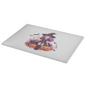 Hübsche Lila Haarbürsten; Hexenkürbis und Fledermä Schneidebrett (Ecke)