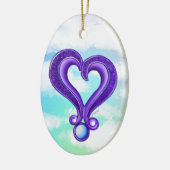 Hübsche Lila Herzdekoration Keramik Ornament (Links)