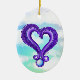 Hübsche Lila Herzdekoration Keramik Ornament