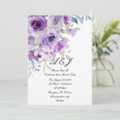 hübsche lila Hochzeitseinladung Save The Date (Stehend Vorderseite)
