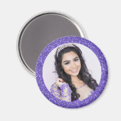Hübsche Lila Imitate Glitzer Foto Magnet (Vorderseite/Rückseite)