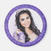 Hübsche Lila Imitate Glitzer Foto Magnet (Vorne)