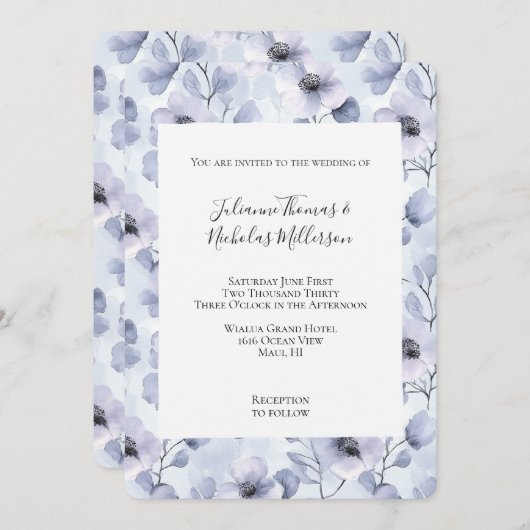 Hübsche Lila Lavendel-Blume Hochzeit Einladung (Vorne/Hinten)