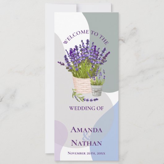 Hübsche Lila Lavendel Blume Hochzeitsprogramm Einladung (Vorderseite)