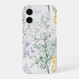 Hübsche Lila Lavendel Grüne Gelbe Blumen iPhone 16 Hülle