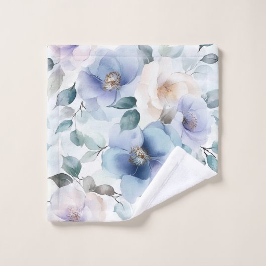 Hübsche Lila Lavendel Weiße Blume Badhandtuch Set (Waschlappen)