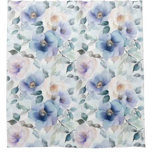 Hübsche Lila Lavendel Weiße Blume Duschvorhang (Vorderseite)