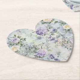 Hübsche Lila Lavendel Weiße Rosen Blumenhochzeit Untersetzer