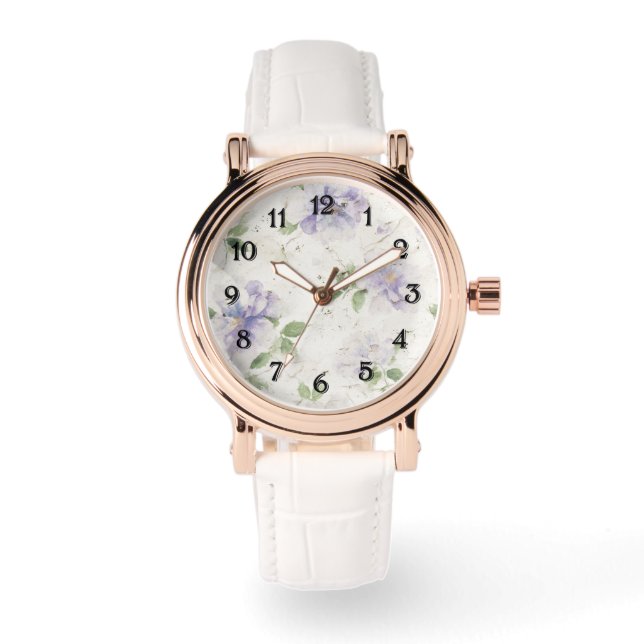 Hübsche lila Lavendelblüten Armbanduhr (Vorderseite)