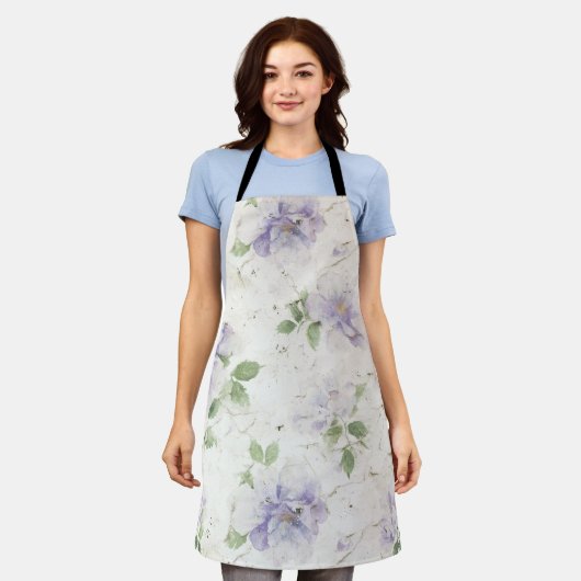 Hübsche lila Lavendelblüten Schürze (Getragen)