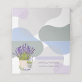 Hübsche Lila Lavendelblütenhochzeit Platzkarte (Außenseite Aufgefaltet)