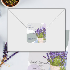 Hübsche Lila Lavender Floral Wedding Vielen Dank Quadratischer Aufkleber