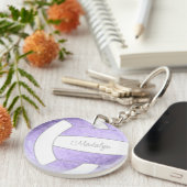 hübsche Lila lila Keepake Volleyball Schlüsselanhänger (Vorderseite rechts)