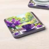 Hübsche Lila Lilacs und Kaffee Getränkeuntersetzer (Linke Seite)