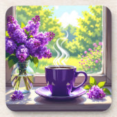 Hübsche Lila Lilacs und Kaffee Getränkeuntersetzer (Vorderseite)