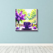 Hübsche Lila Lilacs und Kaffee Leinwanddruck (Insitu (Holzboden))