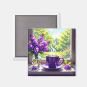 Hübsche Lila Lilacs und Kaffee Magnet (Vorderseite/Rückseite)