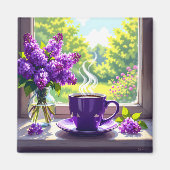 Hübsche Lila Lilacs und Kaffee Magnet (Vorne)