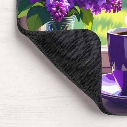 Hübsche Lila Lilacs und Kaffee Mousepad (Ecke)