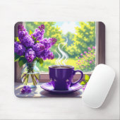 Hübsche Lila Lilacs und Kaffee Mousepad (Mit Mouse)