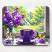 Hübsche Lila Lilacs und Kaffee Mousepad (Vorne)