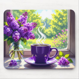 Hübsche Lila Lilacs und Kaffee Mousepad