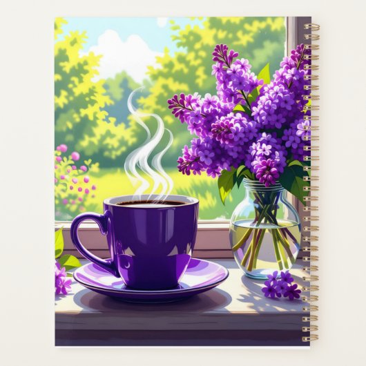 Hübsche Lila Lilacs und Kaffee Personalisiert Planer (Rückseite)