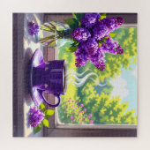 Hübsche Lila Lilacs und Kaffee Puzzle (Horizontal)