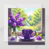 Hübsche Lila Lilacs und Kaffee schwarz Karte (Vorderseite)