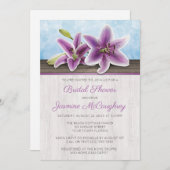 Hübsche Lila Lily Bridal Dusche Einladung (Vorne/Hinten)