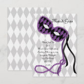 Hübsche Lila Maske Einladung (Vorne/Hinten)