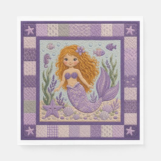 Hübsche lila Meerjungfrau-Decke Serviette (Vorderseite)