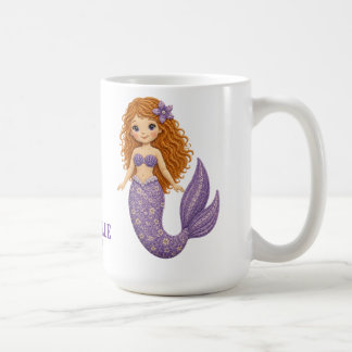 Hübsche lila Meerjungfrau Personalisierung Kaffeetasse