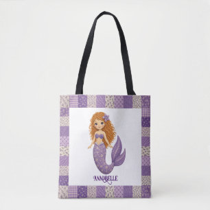Hübsche lila Meerjungfrau Quilt Personalisierung Tasche