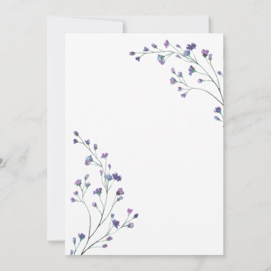 Hübsche Lila Minimalistische Wildblumen 50. Geburt Einladung (Rückseite)